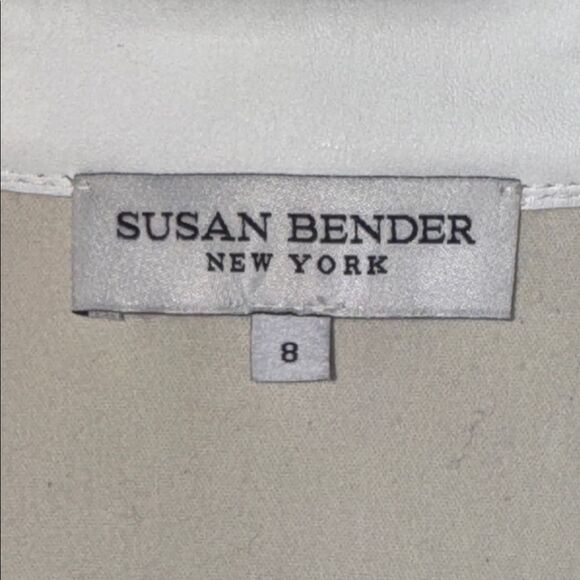 Susan Bender Ruched Stretch Leather Shirt in White Leather - Picture 7 of 9